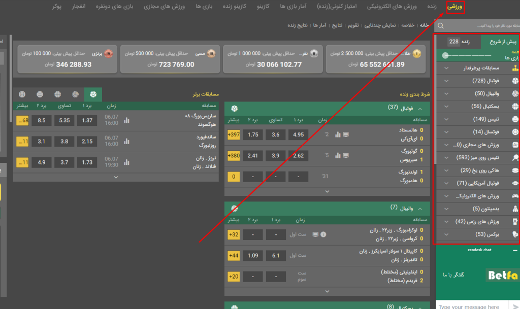 پیشبینی در سایت بت ا ف